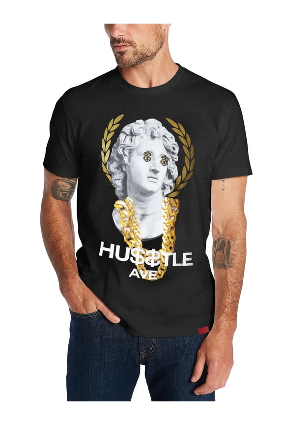 Men's Lightweight Image Print Golden Wreath Short Sleeve Tee Shirt