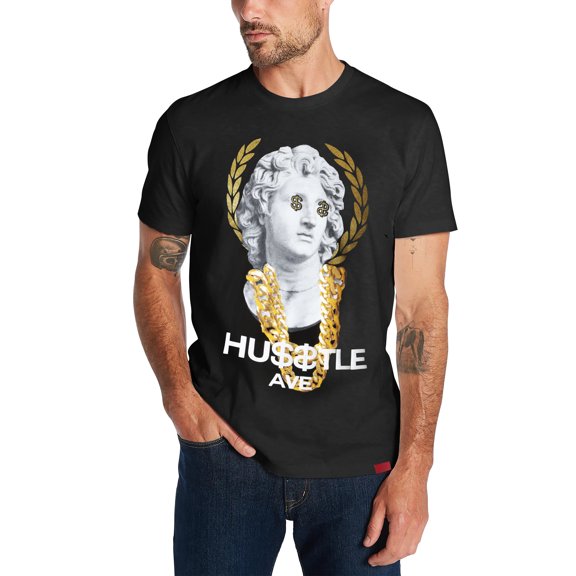 Hat and Beyond Men's Lightweight Image Print Golden Wreath Short Sleeve Tee Shirt