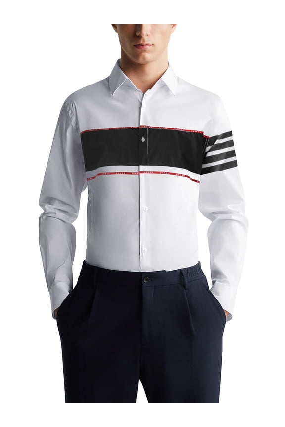 Men's Lightweight Stripe Accent Button Up Dress Shirt