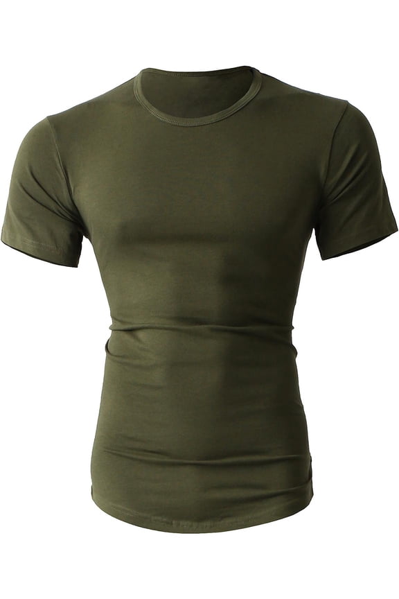 Men's Longtailed Crew Neck Short Sleeve T-Shirts with Side Zipper