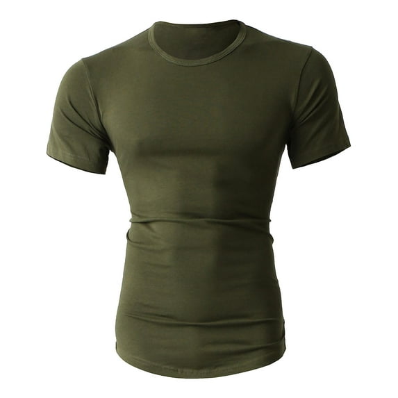 Hat and Beyond Men's Longtailed Crew Neck Short Sleeve T-Shirts with Side Zipper