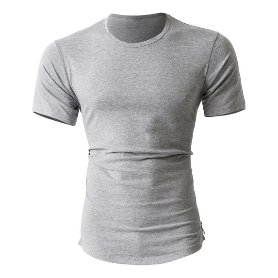 Hat and Beyond Men's Longtailed Crew Neck Short Sleeve T-Shirts with Side Zipper