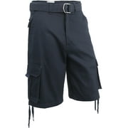 Hat and Beyond Mens Loose Fit Twill Multi Pocket Cargo Shorts with Belt