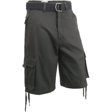 Hat and Beyond Men's Loose Fit Twill Multi Pocket Cargo Shorts with Belt