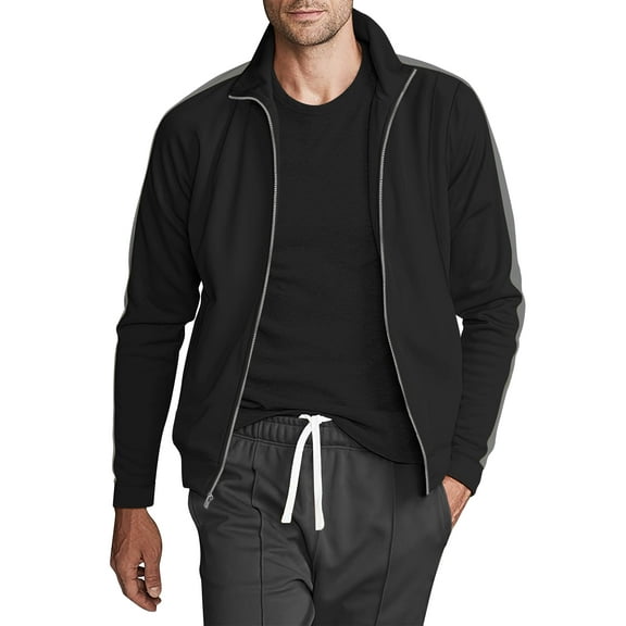 Hat and Beyond Men's Performance Two Tone Track Jacket
