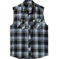 thumbnail image 1 of Hat and Beyond Men's Plaid Flannel Pattern Sleeveless Button Shirts, 1 of 5