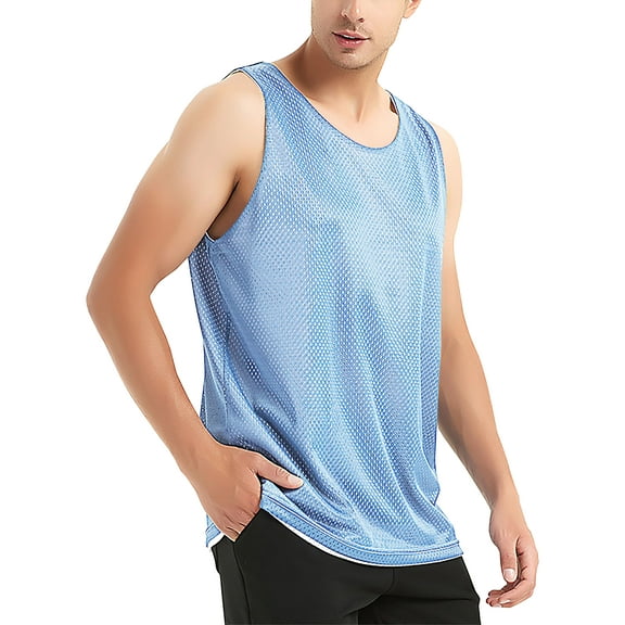 Hat and Beyond Men's Plain Athletic Uniform Reversible Basketball Jersey Mesh Tank Top