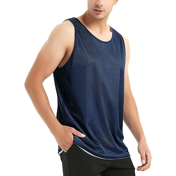 Hat and Beyond Men's Plain Athletic Uniform Reversible Basketball Jersey Mesh Tank Top
