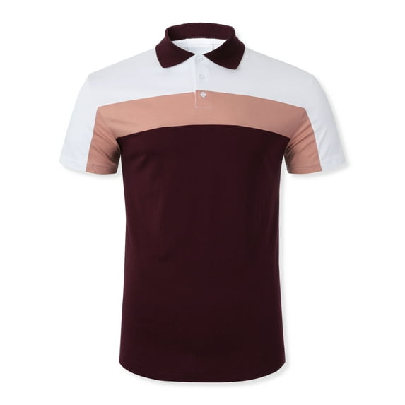 Hat and Beyond Men's Polo Stripe Designer Short Sleeve Tee Shirt