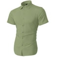 thumbnail image 1 of Hat and Beyond Men's Premium Short Sleeve Dress Shirts Solid Stretch Slim Fit, 1 of 4