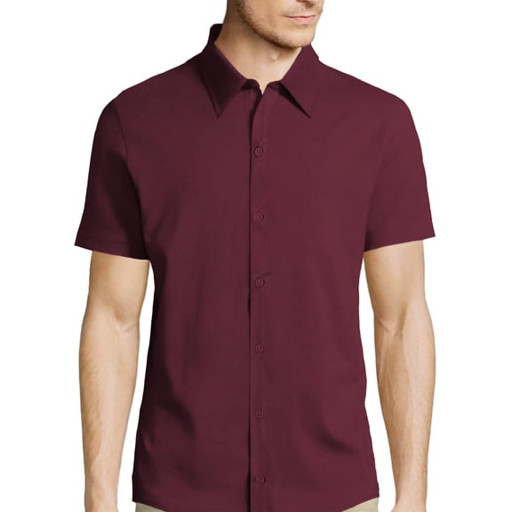 Hat and Beyond Men's Short Sleeve Premium Slim Fit Solid Dress Shirts