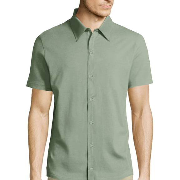Hat and Beyond Men's Short Sleeve Premium Slim Fit Solid Dress Shirts