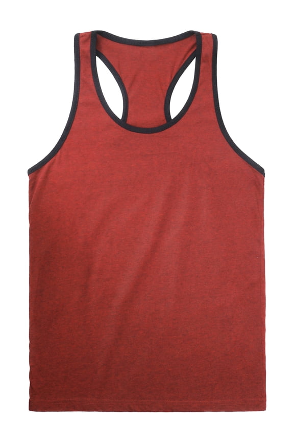 Men's Slim Fit Gym Athletic Racer Back Tank Top With Contrast Binding