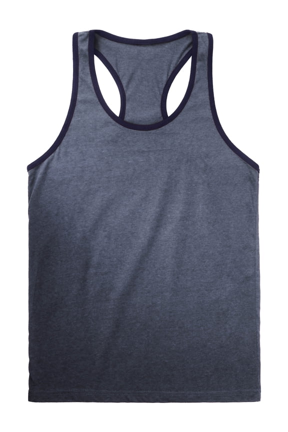 Men's Slim Fit Gym Athletic Racer Back Tank Top With Contrast Binding