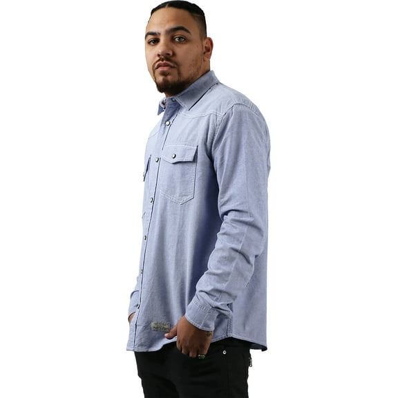 Hat and Beyond Men's Slim Fit Long Sleeve Denim Shirt with Pocket