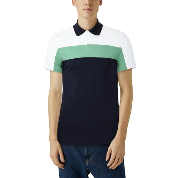 Hat and Beyond Men's Striped Polo Short Sleeve Collar T Shirt