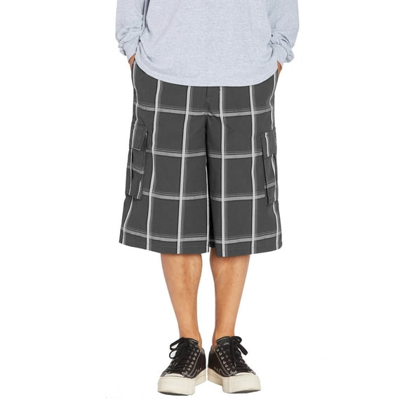 Hat and Beyond Men's Trendy Plaid Button Pocket Casual Loose Cargo Shorts