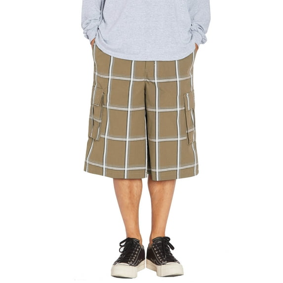 Hat and Beyond Men's Trendy Plaid Button Pocket Casual Loose Cargo Shorts
