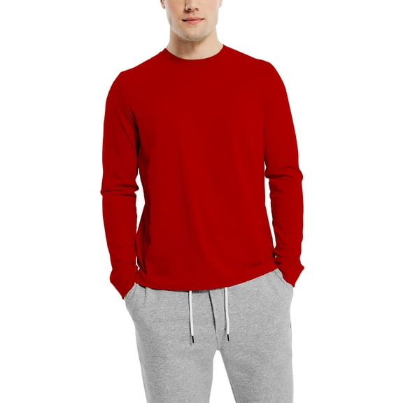 Hat and Beyond Men's Vintage Crew Neck Classic Hem Long Sleeve Premium Ring Spun Cotton Tee Shirt