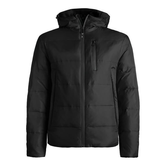 Hat and Beyond Men's Warmth-Retaining Waterproof Down Coat with Hood and Zipper Pocket