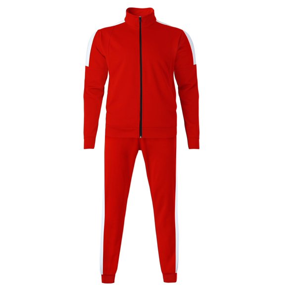 Hat and Beyond Mens Active Casual Track Two Tone Jacket Pant Combo Set Sweatsuit