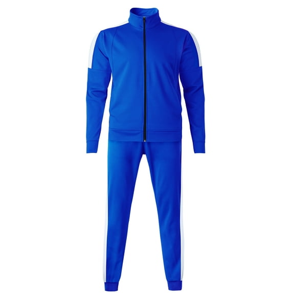 Hat and Beyond Mens Active Casual Track Jacket Jogger Two Tone Combo Set Sweatsuit