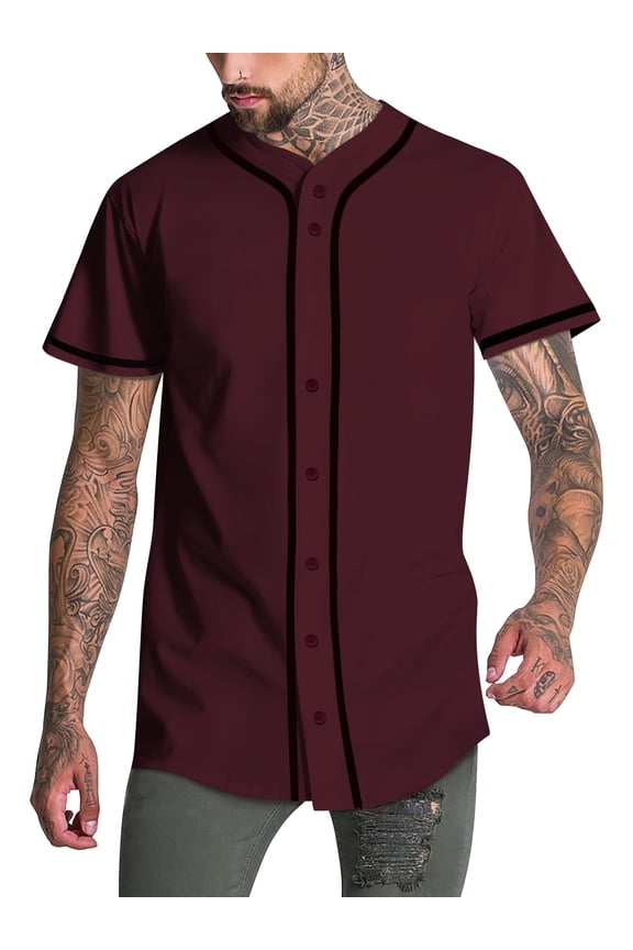 Mens Baseball Jersey T- Shirt Stripe Sports Team Hipster Tee Casual