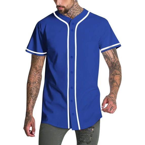 Hat and Beyond Mens Baseball Jersey T- Shirt Stripe Sports Team Hipster Tee Casual
