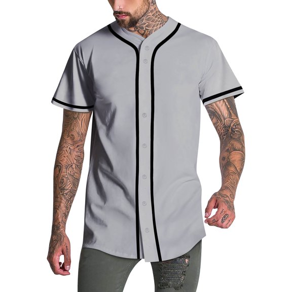 Hat and Beyond Mens Baseball Jersey T- Shirt Stripe Sports Team Hipster Tee Casual