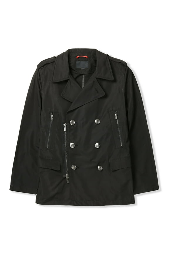 Mens Double Breasted Waterproof Jacket with Two Vertical Side-Jipper Pockets