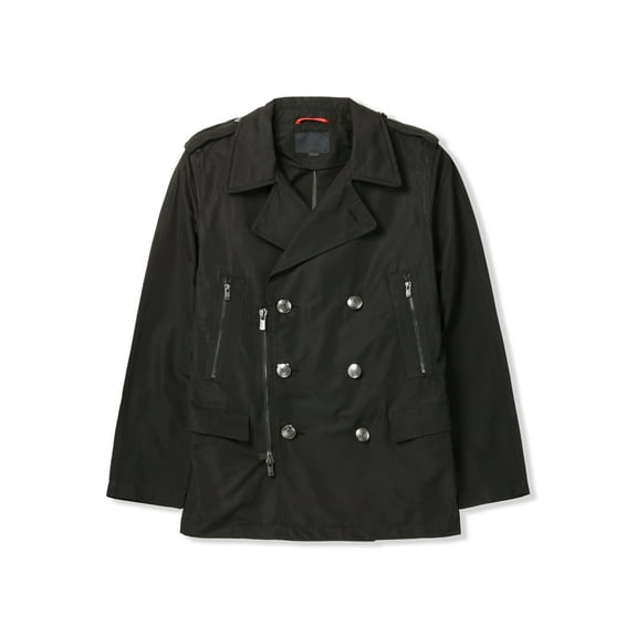 Hat and Beyond Mens Double Breasted Waterproof Jacket with Two Vertical Side-Jipper Pockets