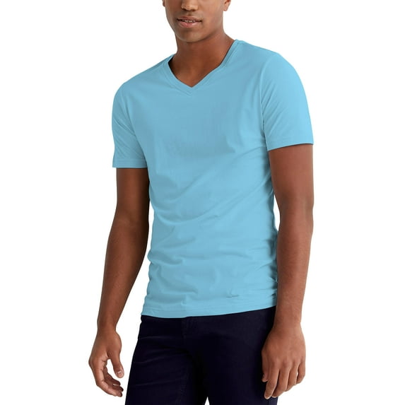 Hat and Beyond Mens Heavyweight Basic Short Sleeve V-Neck T-Shirts Solid Color, Up to 5XL