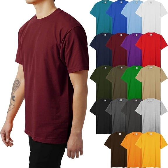 Hat and Beyond Mens Heavyweight Super Max Crew Neck Solid Plain T-Shirts Big and Tall