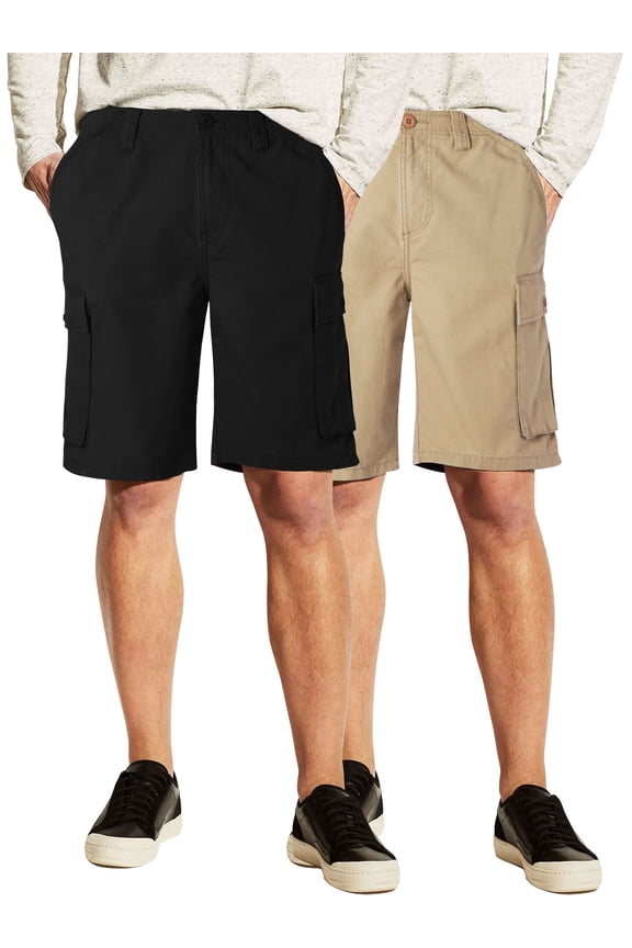 Mens Lightweight Active 2-Pack Work Multiple Pocket Cotton Cargo Shorts