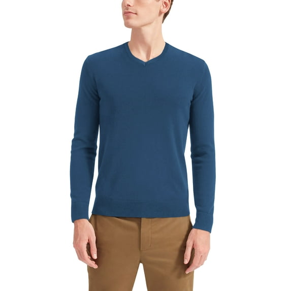 Hat and Beyond Mens Lightweight Knit Long Sleeve Winter Essential Pullover V Collar Sweater