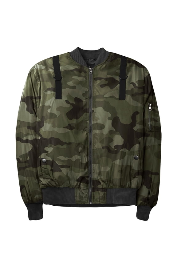 Mens Military Patches Bomber Jacket Lightweight Skinny Fit