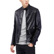 Hat and Beyond Mens Motorcycle Rider Jacket Faux Leather with Tactical Pockets