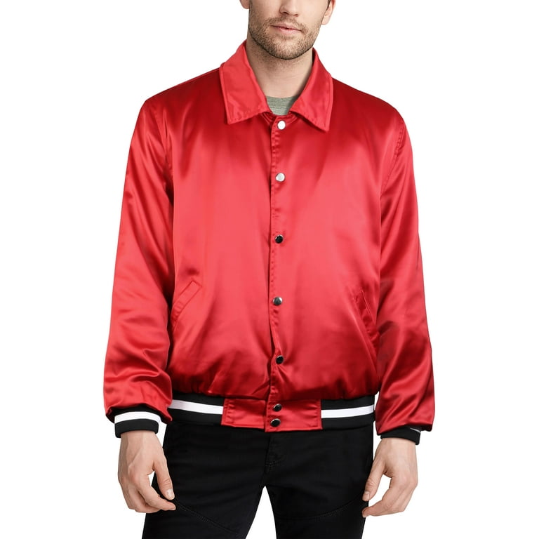 Hat and Beyond Mens Premium Casual Fit Satin Bomber Jacket with Button Up Light Soft Walmart