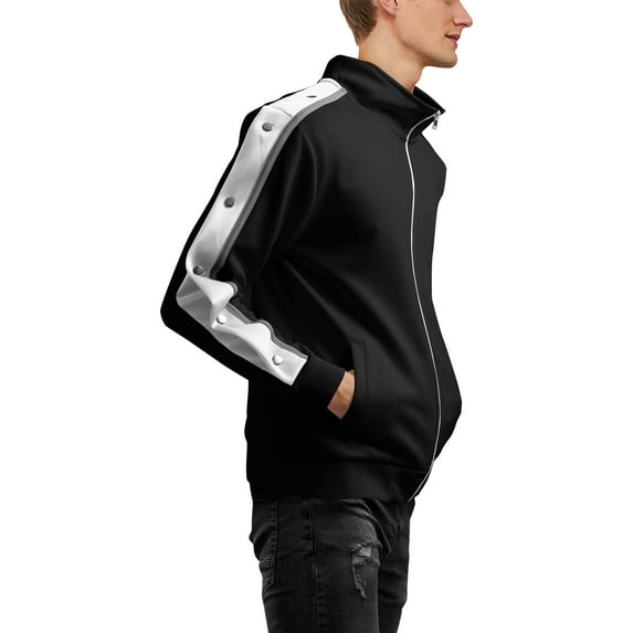 Hat and Beyond Mens Premium Slim Fit Stripe Track Jacket with Sleeve Buttons Full Zip