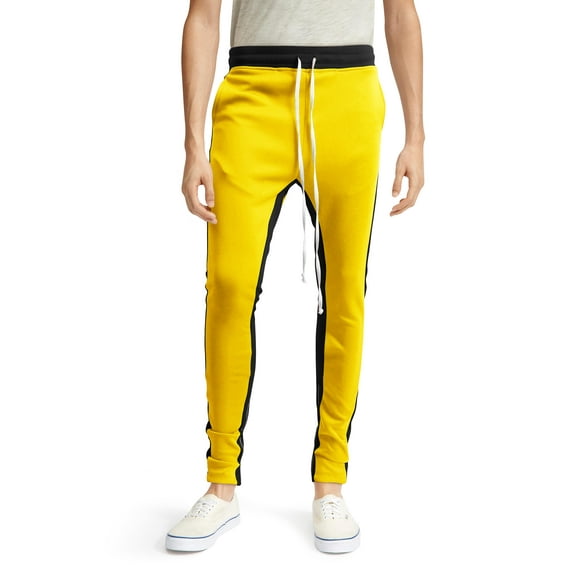 Hat and Beyond Mens Premium Stripe Track Pants Slim Fit Two-Tone Jogger Pants