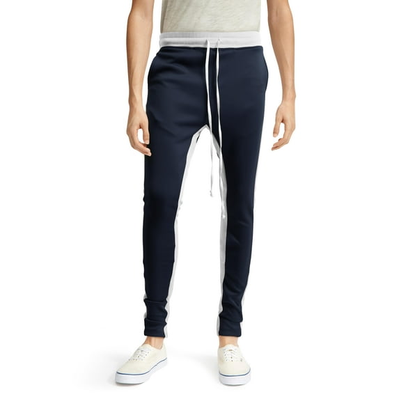 Hat and Beyond Mens Premium Stripe Track Pants Slim Fit Two-Tone Jogger Pants