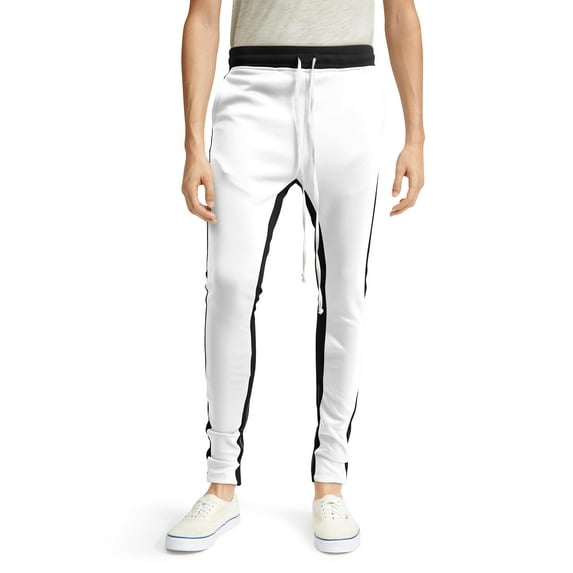 Hat and Beyond Mens Premium Stripe Track Pants Slim Fit Two-Tone Jogger Pants