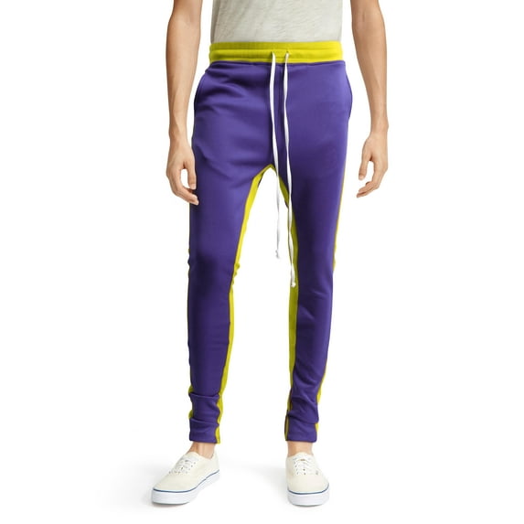 Hat and Beyond Mens Premium Stripe Track Pants Slim Fit Two-Tone Jogger Pants