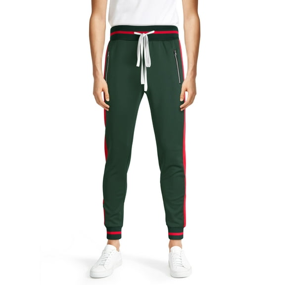 Hat and Beyond Mens Premium Two Tone Side Stripe Track Pants Slim Fit Stretch