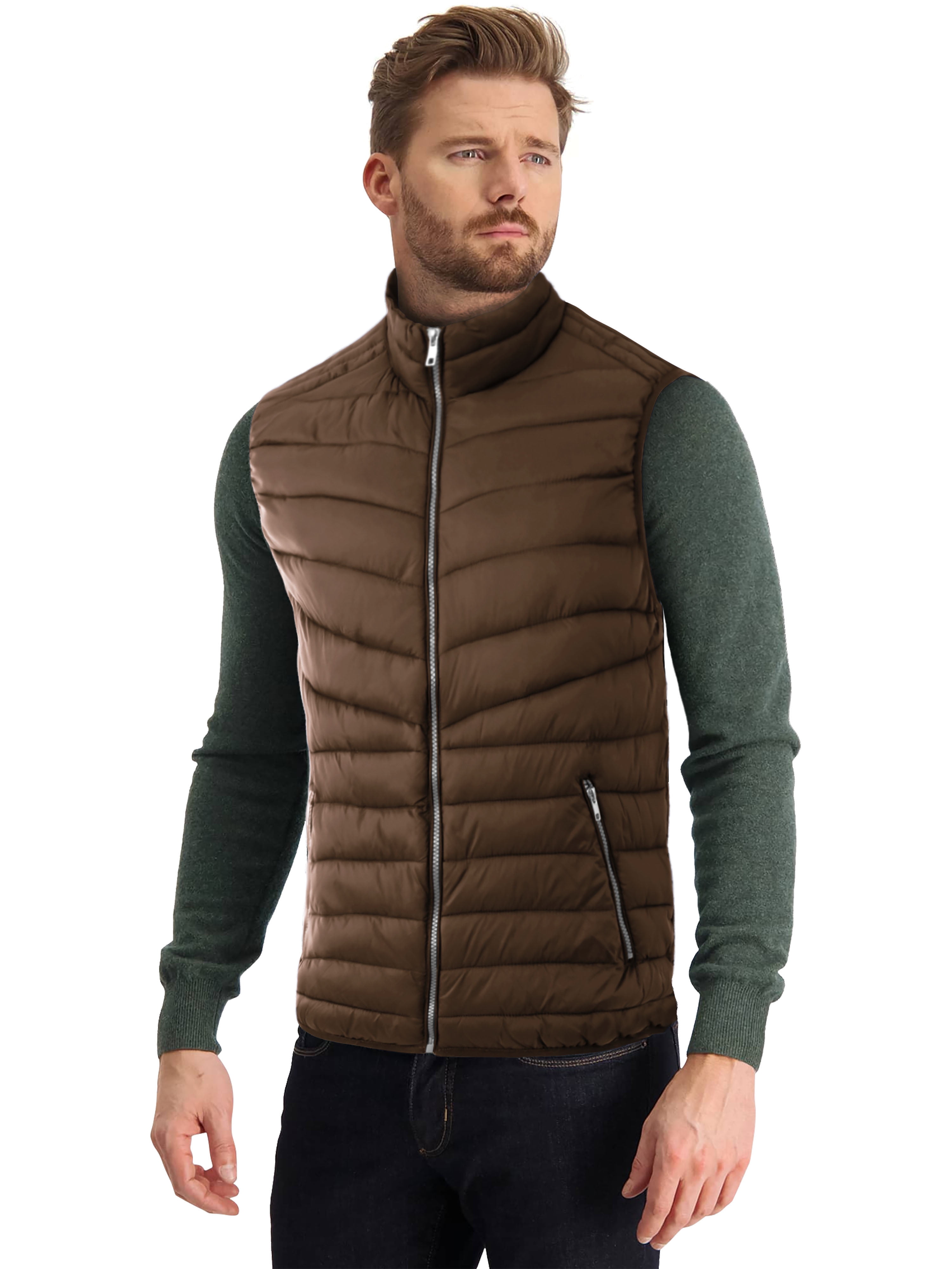Hat and Beyond Mens Sleeveless Classic Solid Zip Puffer Hat and Beyond Mens Sleeveless Classic Solid Zip Puffer