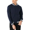 thumbnail image 1 of Hat and Beyond Mens Varsity Brushed Fleece Button Up Large Striped Collar Cuff Pocketed Coat Jacket, 1 of 6