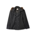thumbnail image 1 of Hat and Beyond Mens Wool-Blend Hooded Pea Coat with Detachable Fur for Extrea Heat, 1 of 6