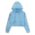 thumbnail image 1 of Hat and Beyond Women's Basic Crop Top Hoodie Pullover Fleece Hooded Sweatshirt Long Sleeve, 1 of 7