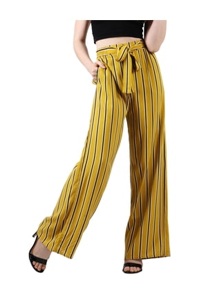 Women's Fashion Palazzo Pants with Stripe Pattern