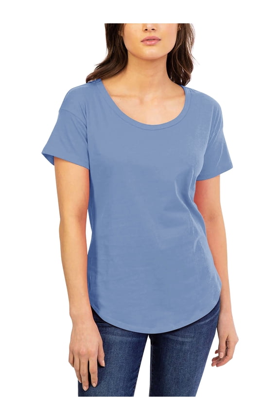 Women's Lightweight Longline Scoop Neck T Shirts with Round Bottom